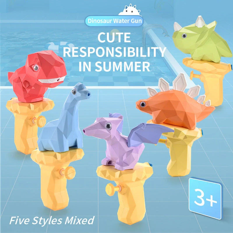 Dinosaur water guns for kids with unique moving eyes feature, perfect for summer outdoor play