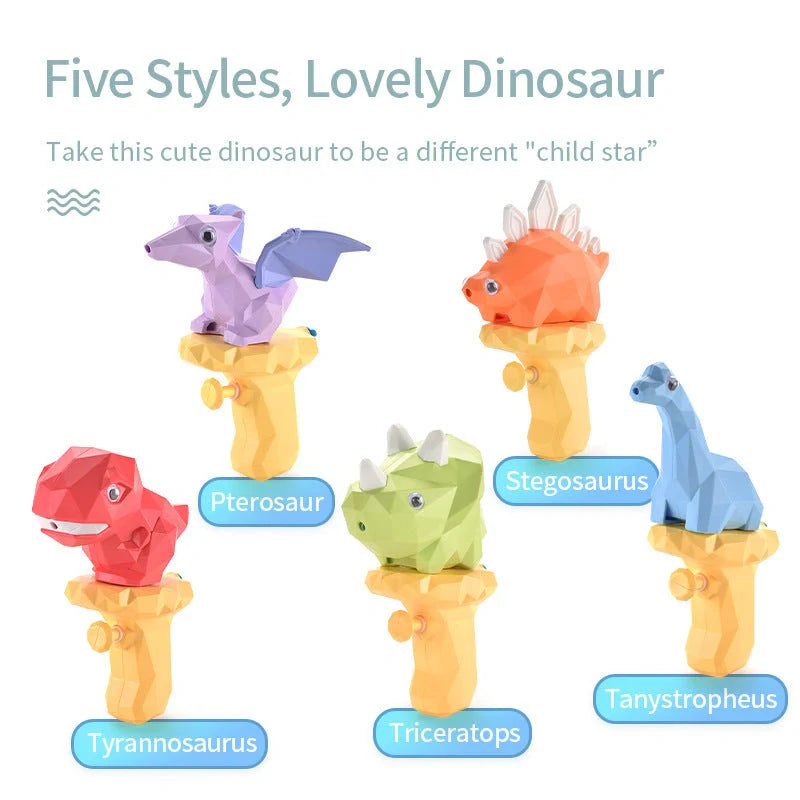 Dinosaur water guns for kids with unique moving eyes feature, perfect for summer outdoor play