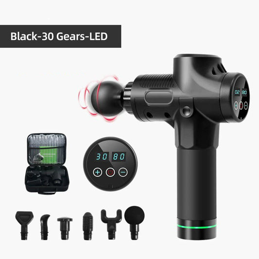 Premium Percussion Massage Gun with Silicone Grip, Adjustable Intensity, and Interchangeable Massage Heads for Deep Tissue Relief
