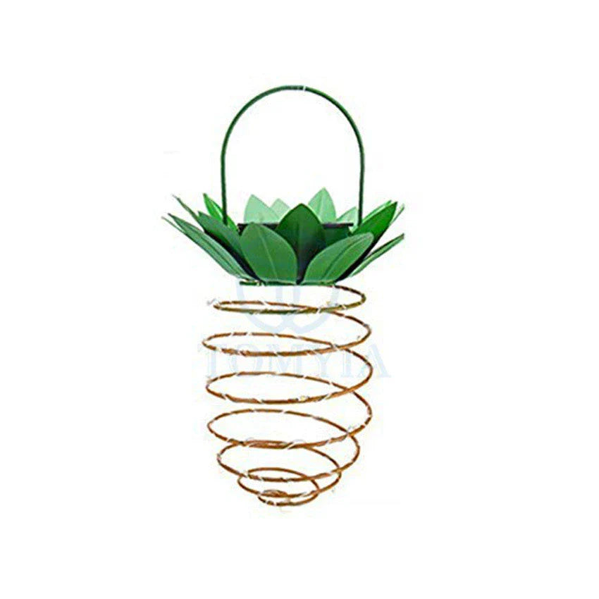 Elegant solar-powered garden lights with a whimsical pineapple design, automatically lighting up from dusk till dawn