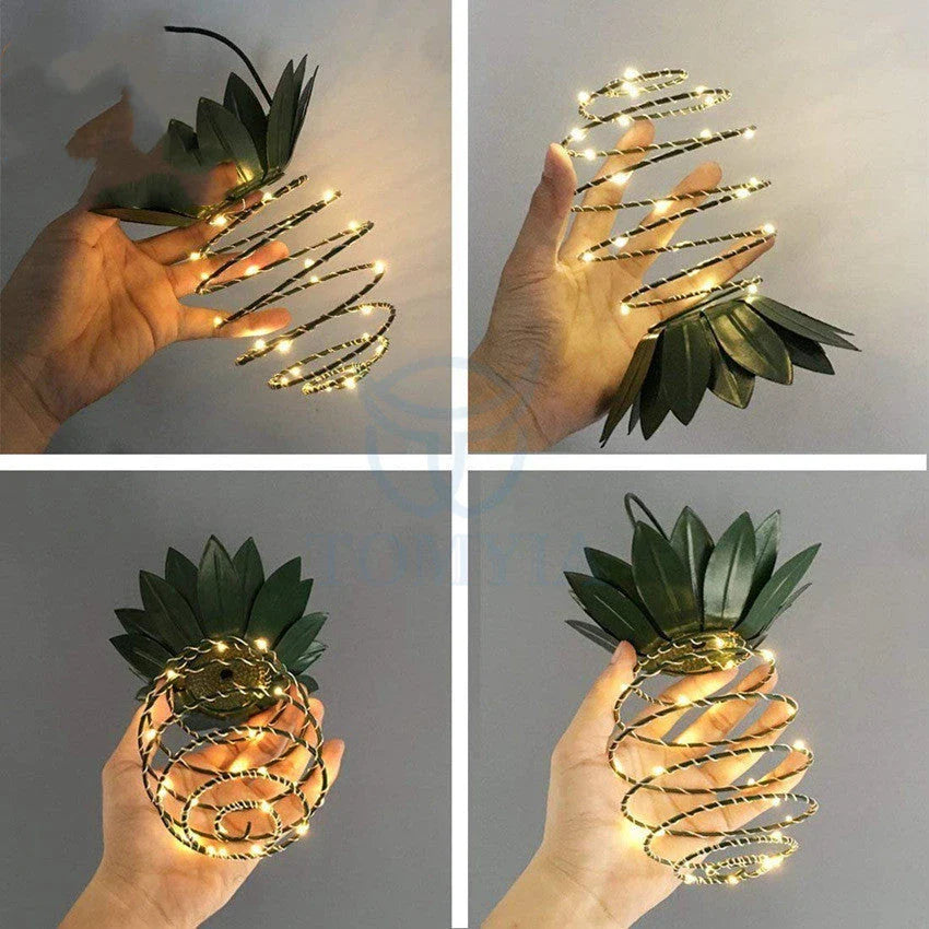 Elegant solar-powered garden lights with a whimsical pineapple design, automatically lighting up from dusk till dawn