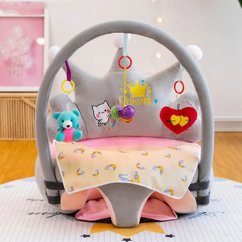 Baby Sofa Support Seat Cover in crystal velvet with cognitive toys