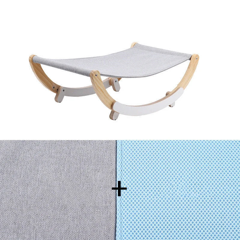 Solid Wood Cat Rocking Hammock Dual Purpose with PE Material for small pets