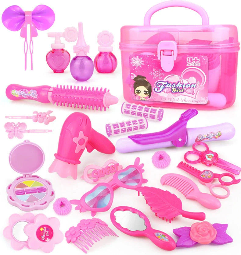 Pretend Play Kid Make Up Toys Pink Makeup Set 24-32PCS with handbag and assorted pieces