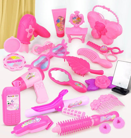 Pretend Play Kid Make Up Toys Pink Makeup Set 24-32PCS with handbag and assorted pieces