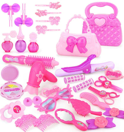 Pretend Play Kid Make Up Toys Pink Makeup Set 24-32PCS with handbag and assorted pieces