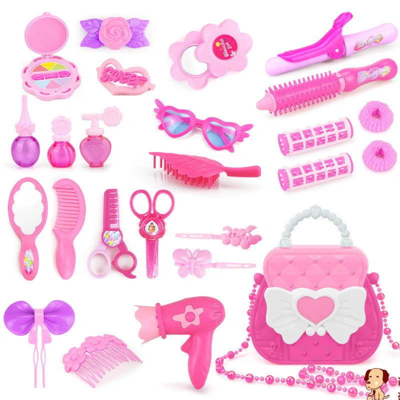 Pretend Play Kid Make Up Toys Pink Makeup Set 24-32PCS with handbag and assorted pieces