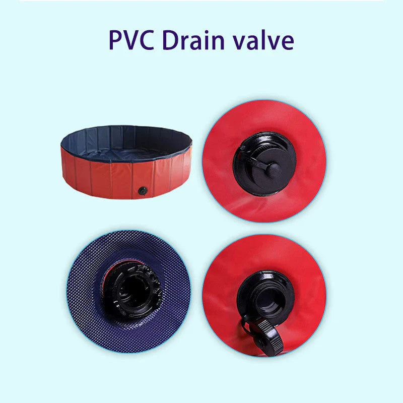 Foldable outdoor pet bathtub for dogs and cats, made with durable PVC material and a slip-resistant bottom for a safe and comfortable bathing experience.
