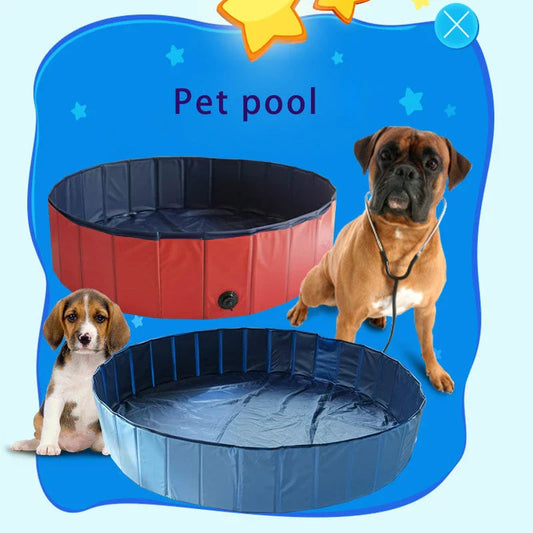 Foldable outdoor pet bathtub for dogs and cats, made with durable PVC material and a slip-resistant bottom for a safe and comfortable bathing experience.