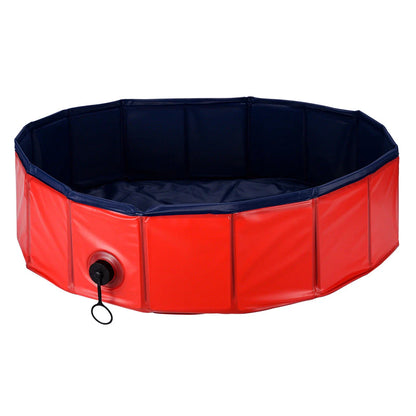 Foldable outdoor pet bathtub for dogs and cats, made with durable PVC material and a slip-resistant bottom for a safe and comfortable bathing experience.