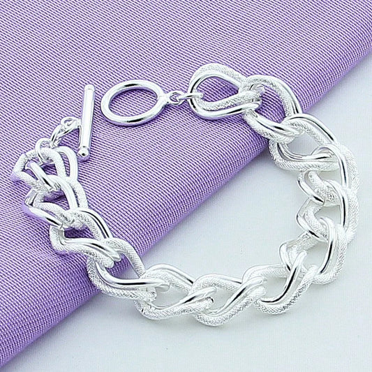 Unisex silver-plated alloy bracelet with European-American styling