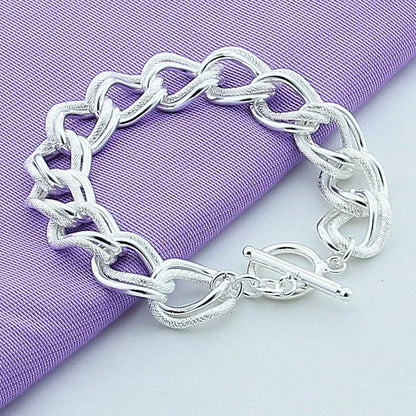 Unisex silver-plated alloy bracelet with European-American styling