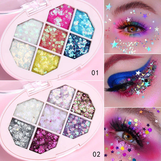 Festival cosmetic glitter eyeshadow in seven vibrant colours for face, body, and eye application