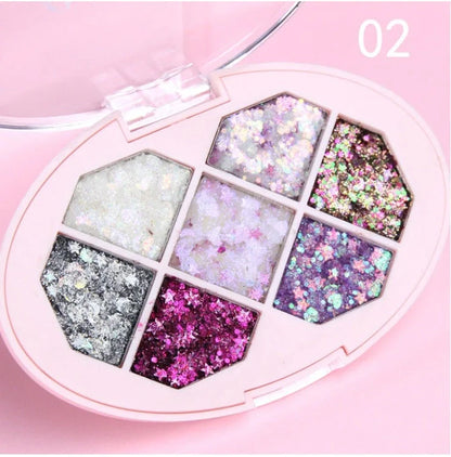 Festival cosmetic glitter eyeshadow in seven vibrant colours for face, body, and eye application