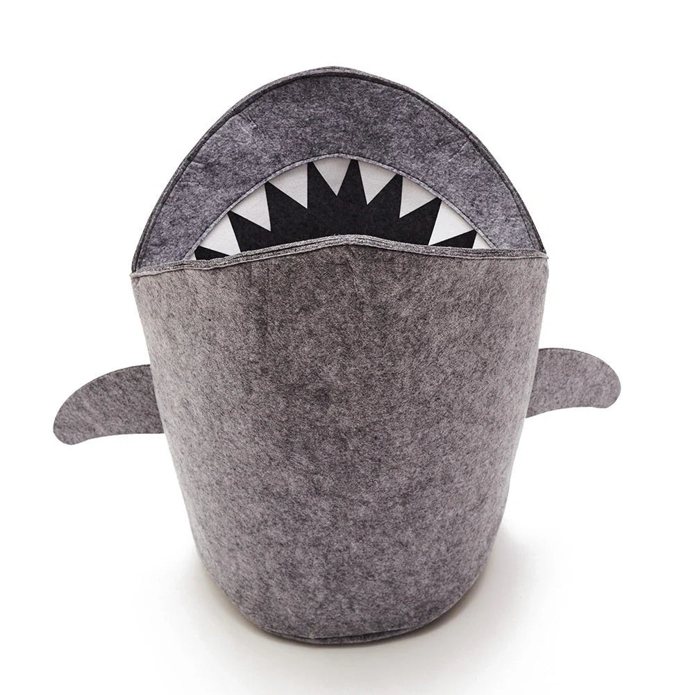 Shark-shaped kids' toy storage basket in premium felt, foldable design
