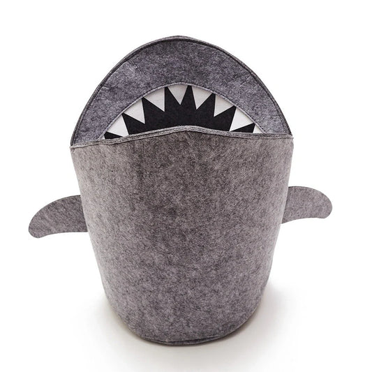 Shark-shaped kids' toy storage basket in premium felt, foldable design