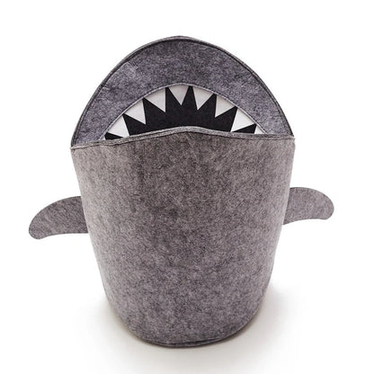 Shark-shaped kids' toy storage basket in premium felt, foldable design