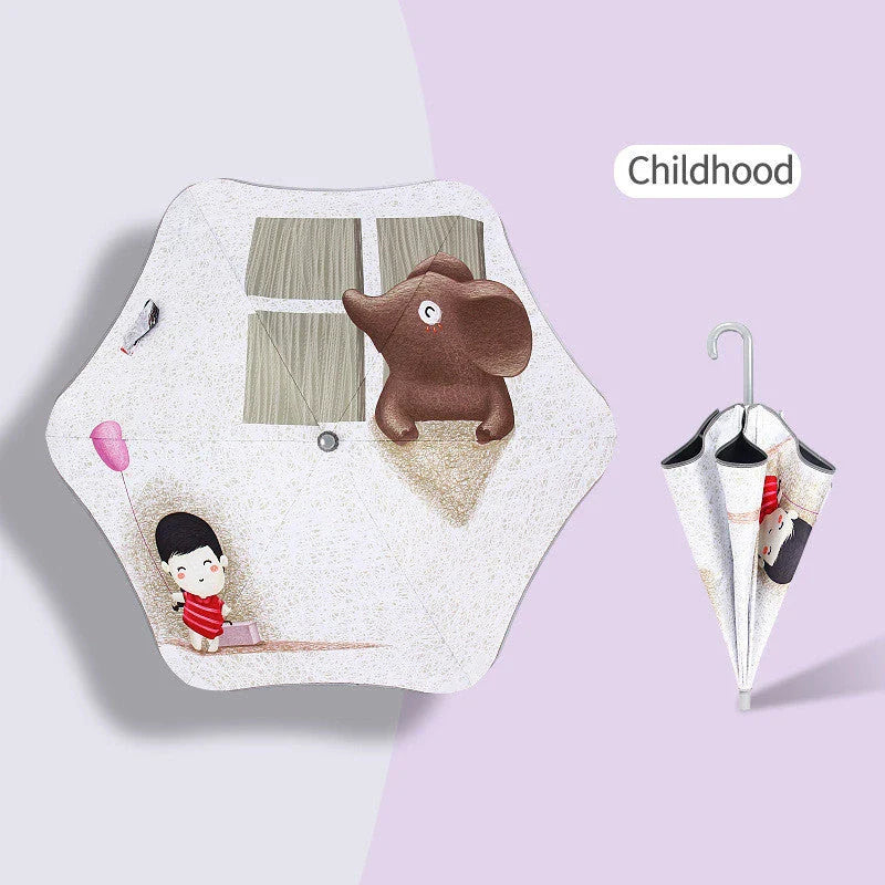 Premium Children's Regal Umbrella with Reflective Trim and Anti-Pinch Curved Handle