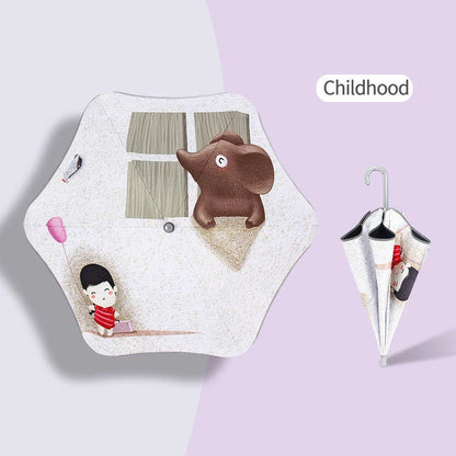 Premium Children's Regal Umbrella with Reflective Trim and Anti-Pinch Curved Handle