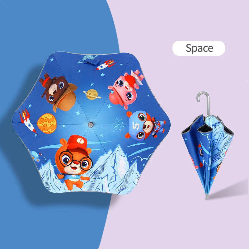 Premium Children's Regal Umbrella with Reflective Trim and Anti-Pinch Curved Handle