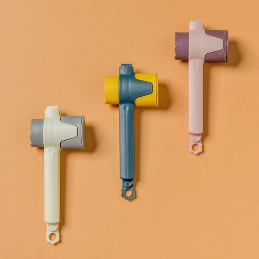 High-quality reusable plastic food sealing clips in pink, white, and dark blue