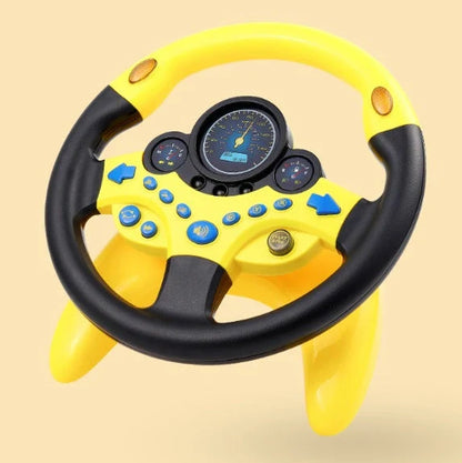 Interactive steering wheel toy with lights and sounds for early learning and cognitive development