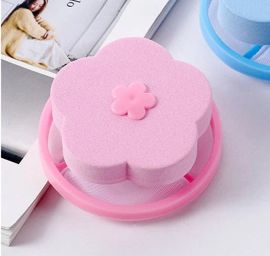 Flower-designed float filter for washing machine hair removal, 9.5cm by 4.0cm