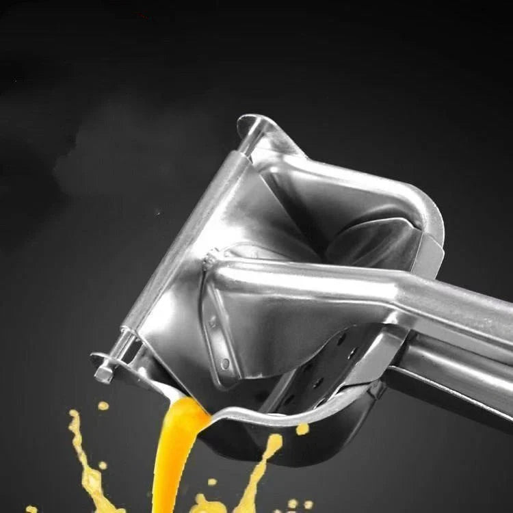 Premium stainless steel manual juicer with versatile juicing capabilities, designed to efficiently extract nutrient-rich juices from a variety of fruits and vegetables.