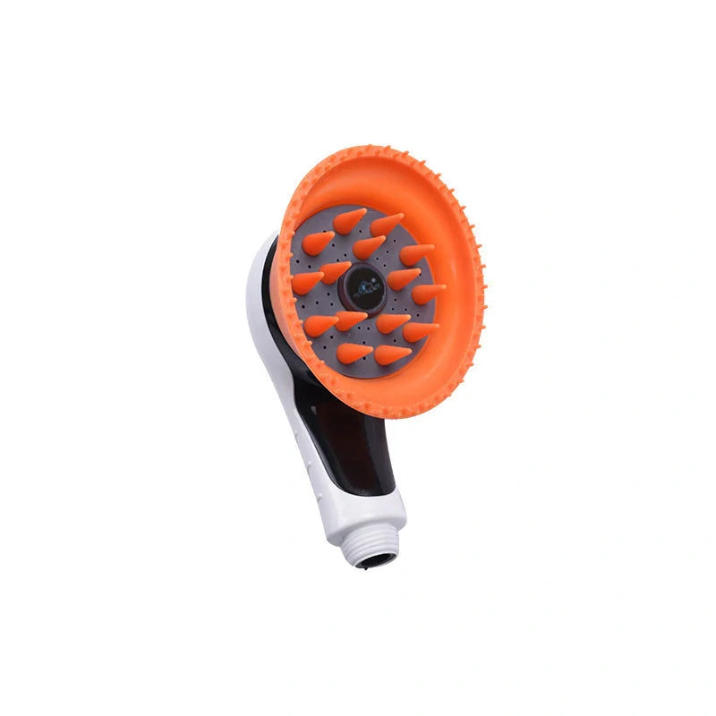 Pet shower kit with massage brush for cats and dogs in various colours