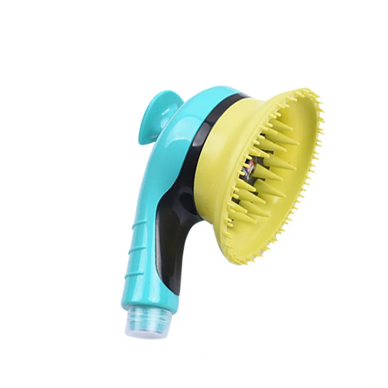 Pet shower kit with massage brush for cats and dogs in various colours