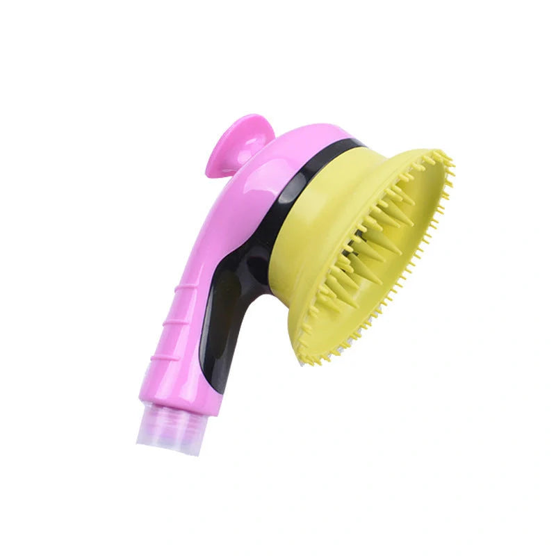 Pet shower kit with massage brush for cats and dogs in various colours