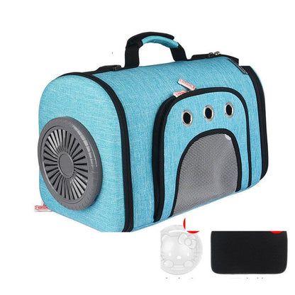 Space Cat Bag with mesh ventilation and silent fan for pet travel