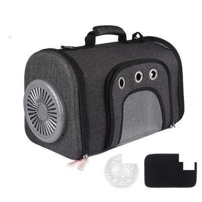 Space Cat Bag with mesh ventilation and silent fan for pet travel