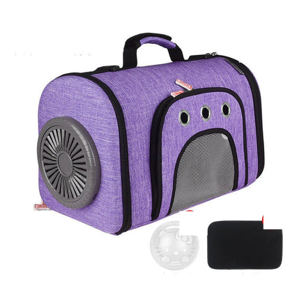 Space Cat Bag with mesh ventilation and silent fan for pet travel