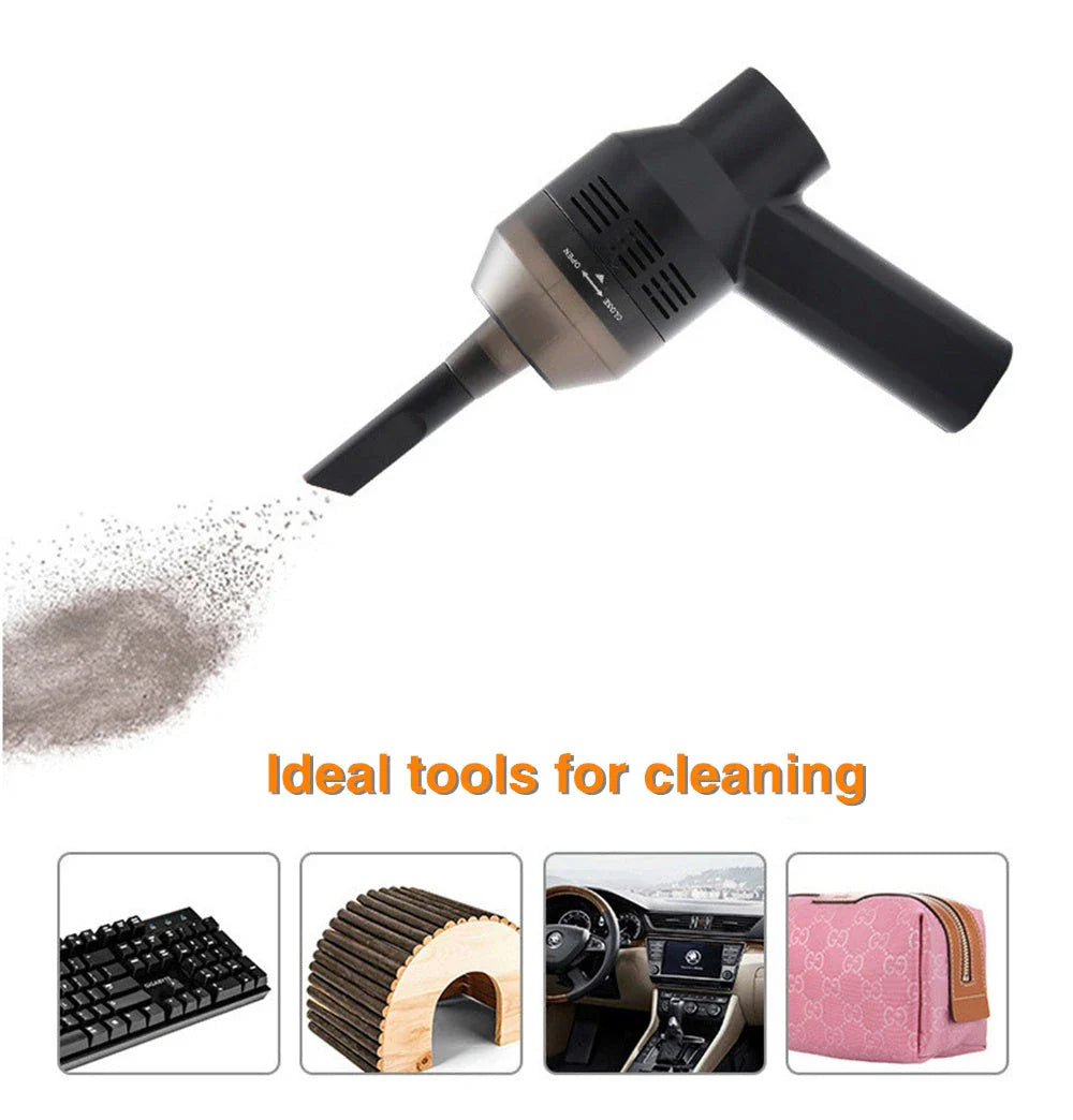Cordless vacuum cleaner with powerful suction for removing dust and lint from household surfaces