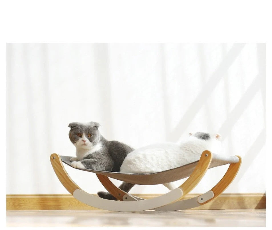 Solid Wood Cat Rocking Hammock Dual Purpose with PE Material for small pets