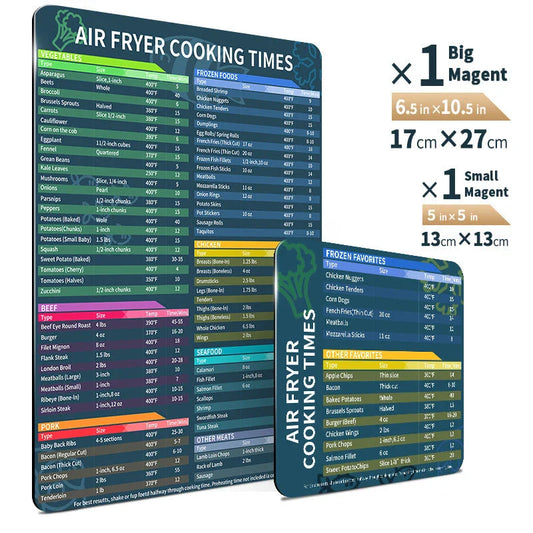 Magnetic cooking time cheat sheet for easy meal preparation in the kitchen