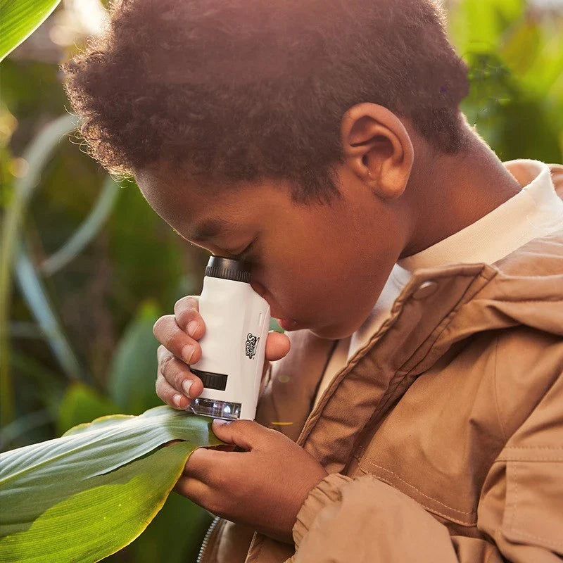 Premium portable mini microscope with glass slides, perfect for young scientists to explore the natural world