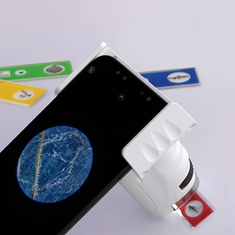 Premium portable mini microscope with glass slides, perfect for young scientists to explore the natural world
