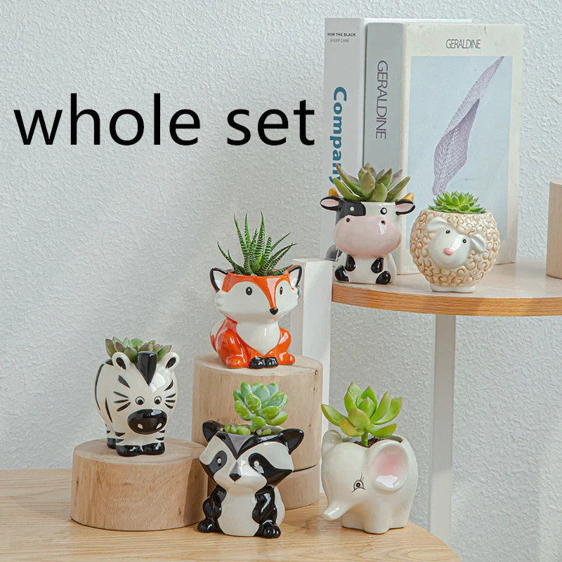 Charming ceramic animal succulent pot with breathable design for healthy plant growth