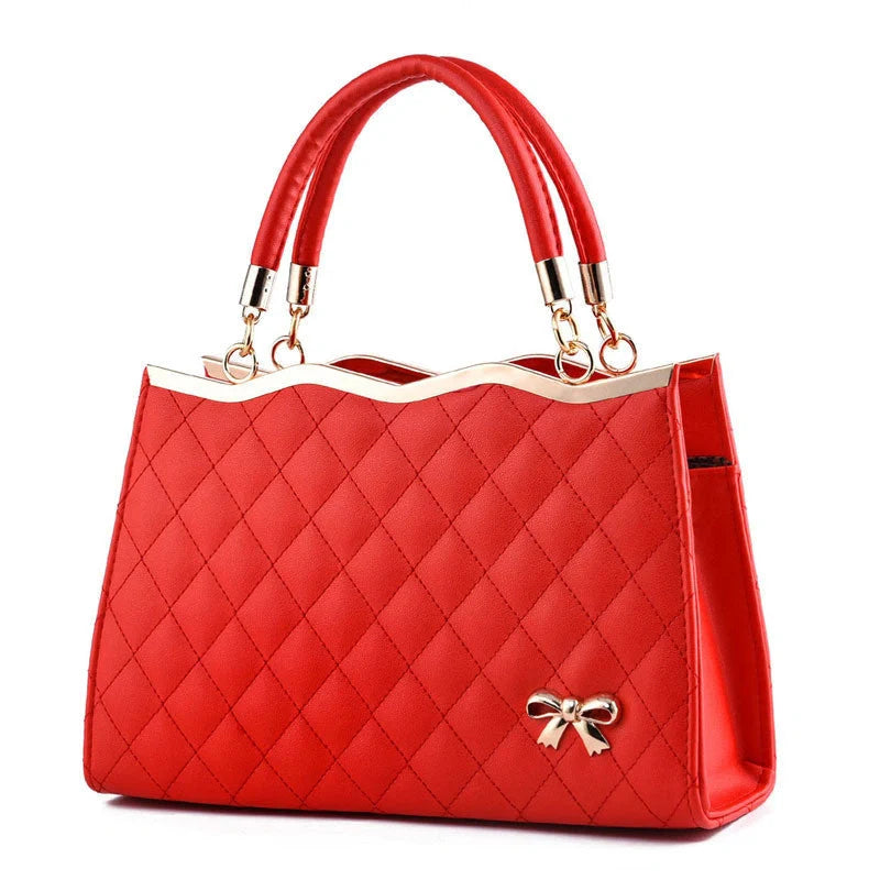 Elegant crossbody shoulder bag with decorative bow in high-quality PU leather