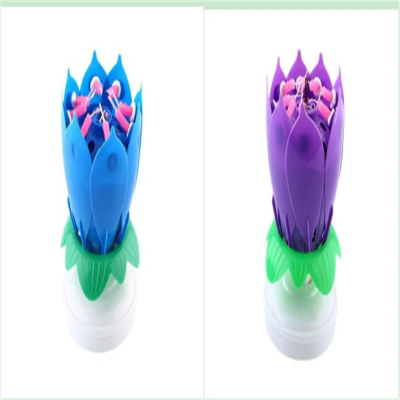 Musical Lotus Candles in various colours, showcasing the elegant lotus design and music feature