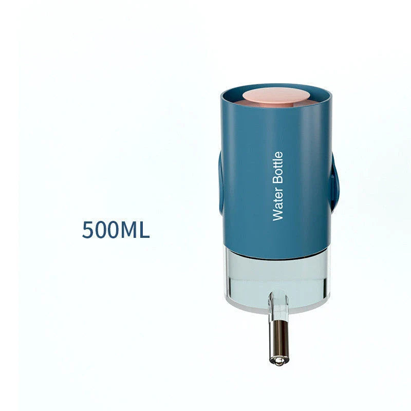 Convenient gravity-fed pet water dispenser with 360-degree swivel nozzle, attaches easily to cages and kennels