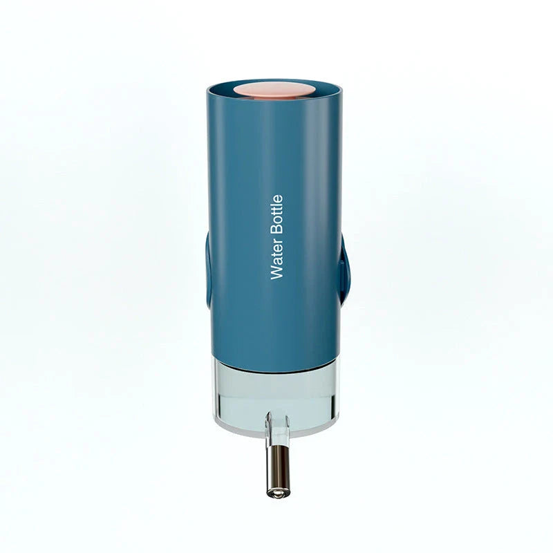 Convenient gravity-fed pet water dispenser with 360-degree swivel nozzle, attaches easily to cages and kennels