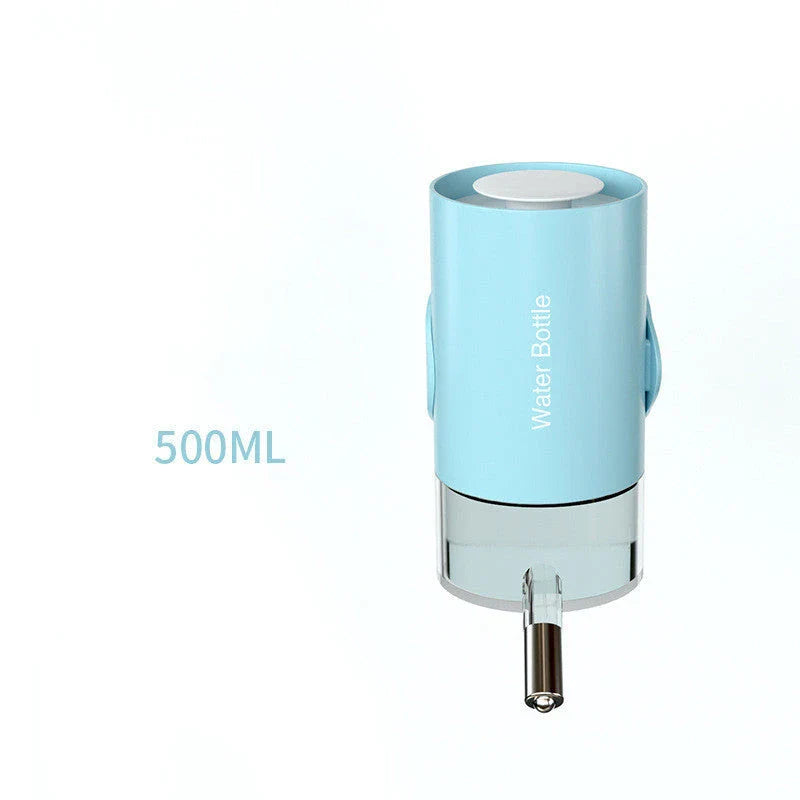 Convenient gravity-fed pet water dispenser with 360-degree swivel nozzle, attaches easily to cages and kennels