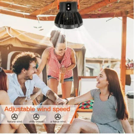 Multifunction LED lighting fan with remote control, suitable for home, garden, and outdoor use