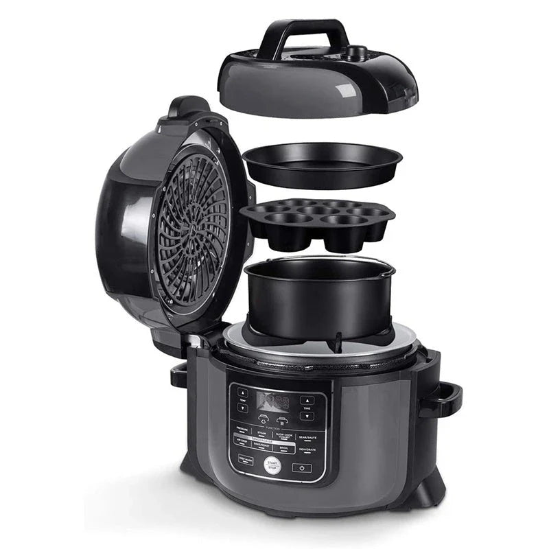 Premium 7-piece air fryer accessory set including silicone bakeware and grilling tools for versatile air frying