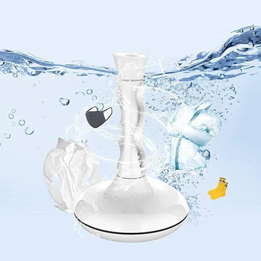 Compact ultrasonic washing machine with a 360-degree vortex rod for thorough, quiet cleaning on the go