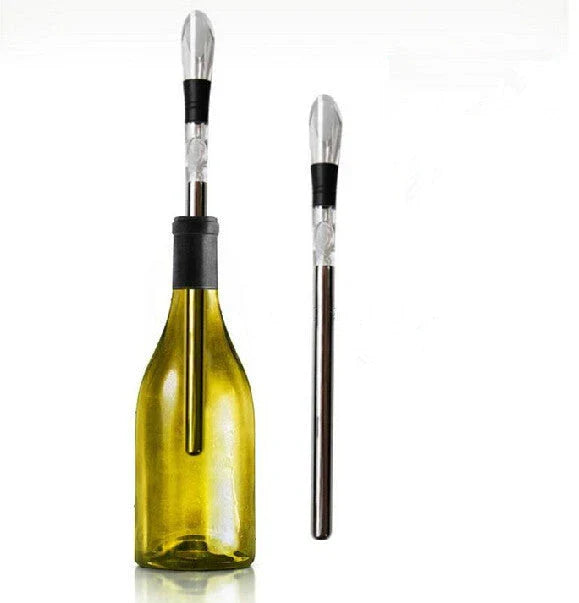 Premium stainless steel wine chiller with sleek design, keeps wine at optimal temperature for up to 45 minutes