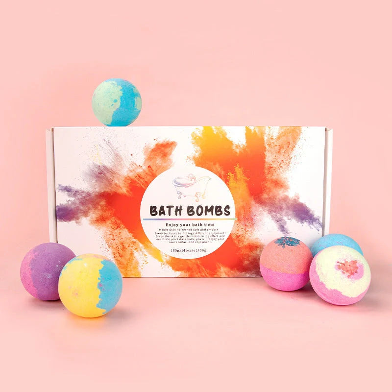 14-piece explosive salt ball gift box with varied fragrances for relaxing baths